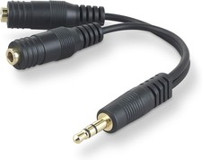 Belkin F8V234 3.5mm Audio Splitter Dual Headphone Jack Adapter Black