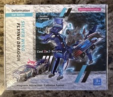 2-in-1 Collision Transformation Flying Dragon Car Toy Magnetic Cars Silver Wing