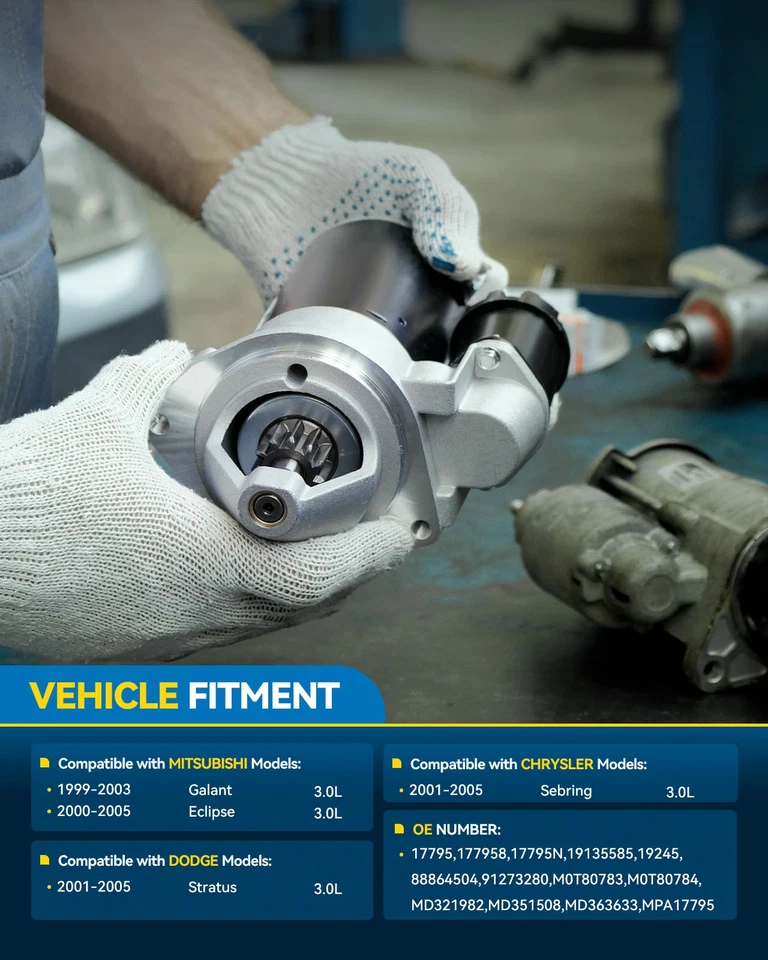 PHILTOP Starter for Mitsubishi Eclipse 3.0L 2000 - 2002 2003 2004 2005 M0T80783 Foto 2 de 4