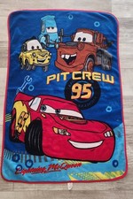 Disney Cars Pixar Blanket Blue Red Pit Crew 95 Lightning McQueen Mater 30x45 In