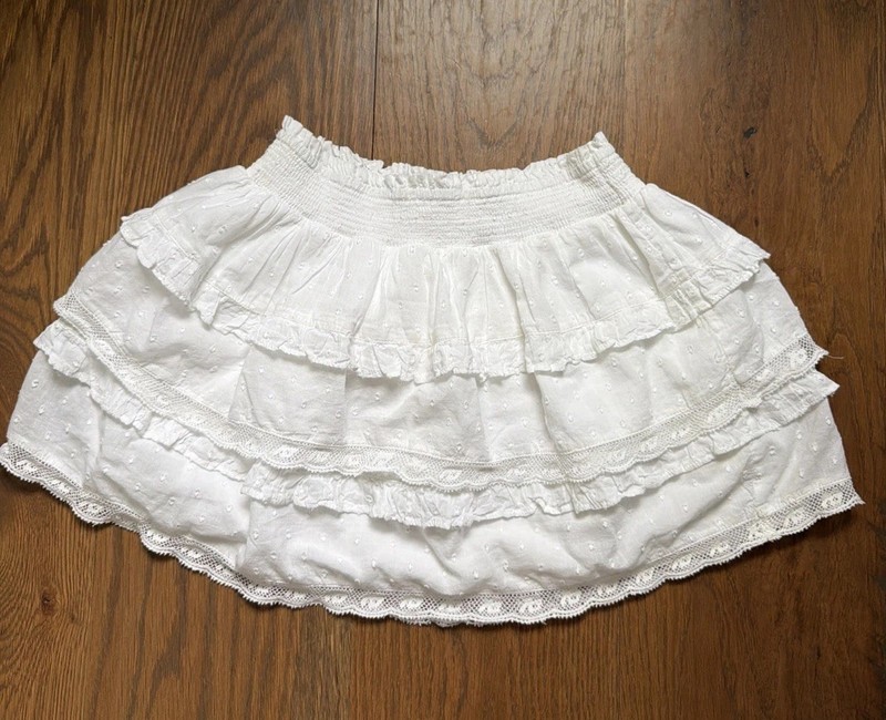 LoveShack Fancy 10Y ( 8 To 11)  White Cotton Mini Elastic Waist Girls Skirt