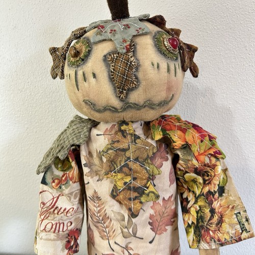 MUSTARD SEED ORIGINALS Pumpkin Doll Primitive Folk Art Halloween Fall 28" Girl