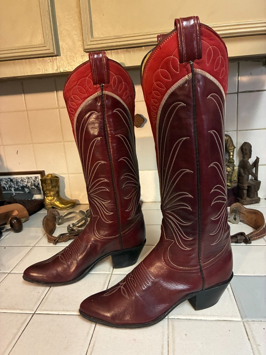Bottes De Rodéo Western Vintage – Noir – Fait Main – Taille US 7.5 (EU 37) – Femme