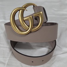Authentic Gucci Pink Taupe Leather Belt, Women Size 28-30 IT 85CM
