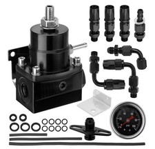 Adjustable Universal Fuel Pressure Regulator Kit 30-70psi Gauge Black An6 Fittin