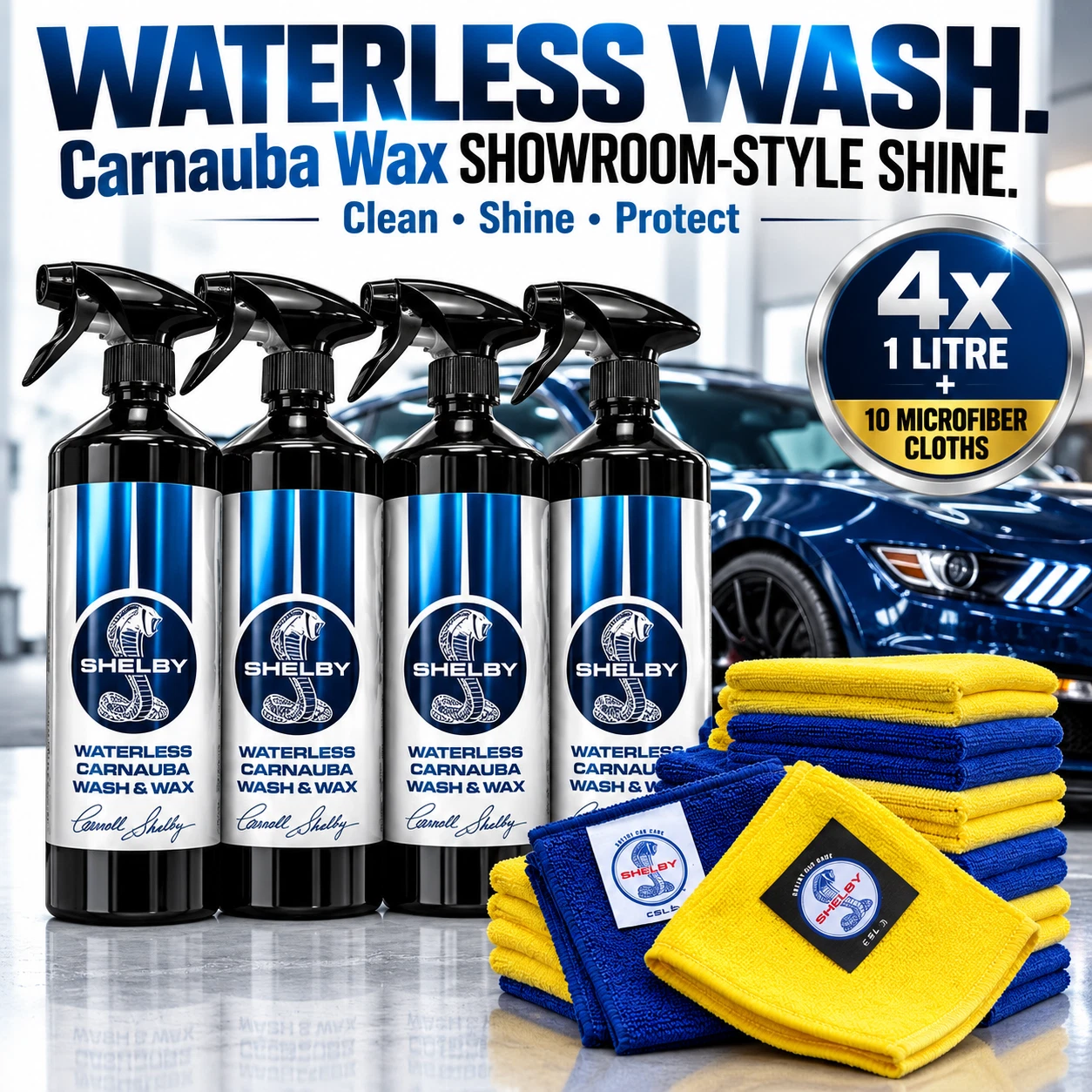 Shelby Waterless Wash and Wax Carnauba Wax 4 x 1 Litre