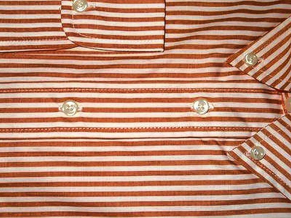 Camisa social masculina TRUE ROCK L listras laranja/brancas mangas compridas JFK121 - Imagem 3 de 3