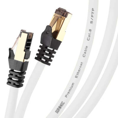 Duronic CAT8 WE 1m Ethernet-Kabel 40Gbps RJ45 LAN Netzwerkkabel S/FTP 2000MHz