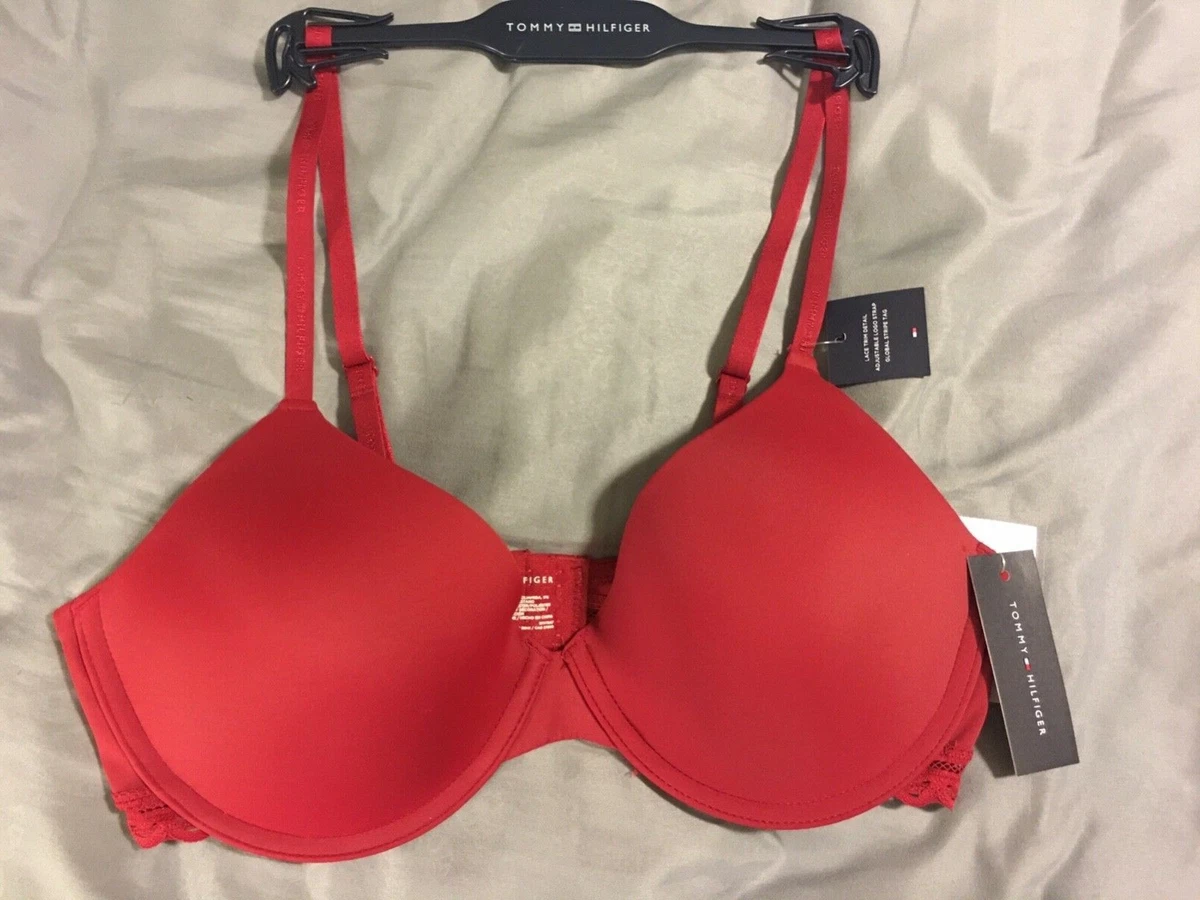 Tommy Hilfiger size 36C Micro Lined Underwire Lace Back Bra color Red