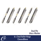 6 x Hinge Steel Bullet 13mm x 80mm Greasable Weld Trailer Gate Door Brass Washer