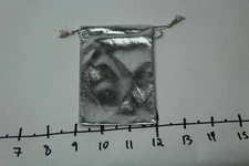 metallic drawsting pouch 3x4 inches silver
