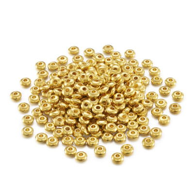 500 x Golden Abacus Brass Bead Spacers For DIY Jewelry Making 5x2mm Hole 1.5~2mm