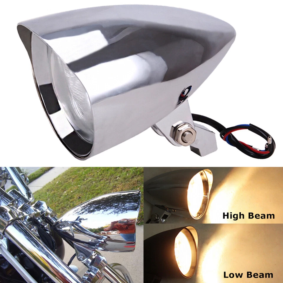 Conjunto de faros bala cromados de 5,75" para Harley Sportster Dyna Bobber Chopper Foto 4 de 4