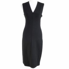STANDARD JAMES PERSE BLACK V-NECK SLEEVELESS MIDI SHEATH DRESS - S