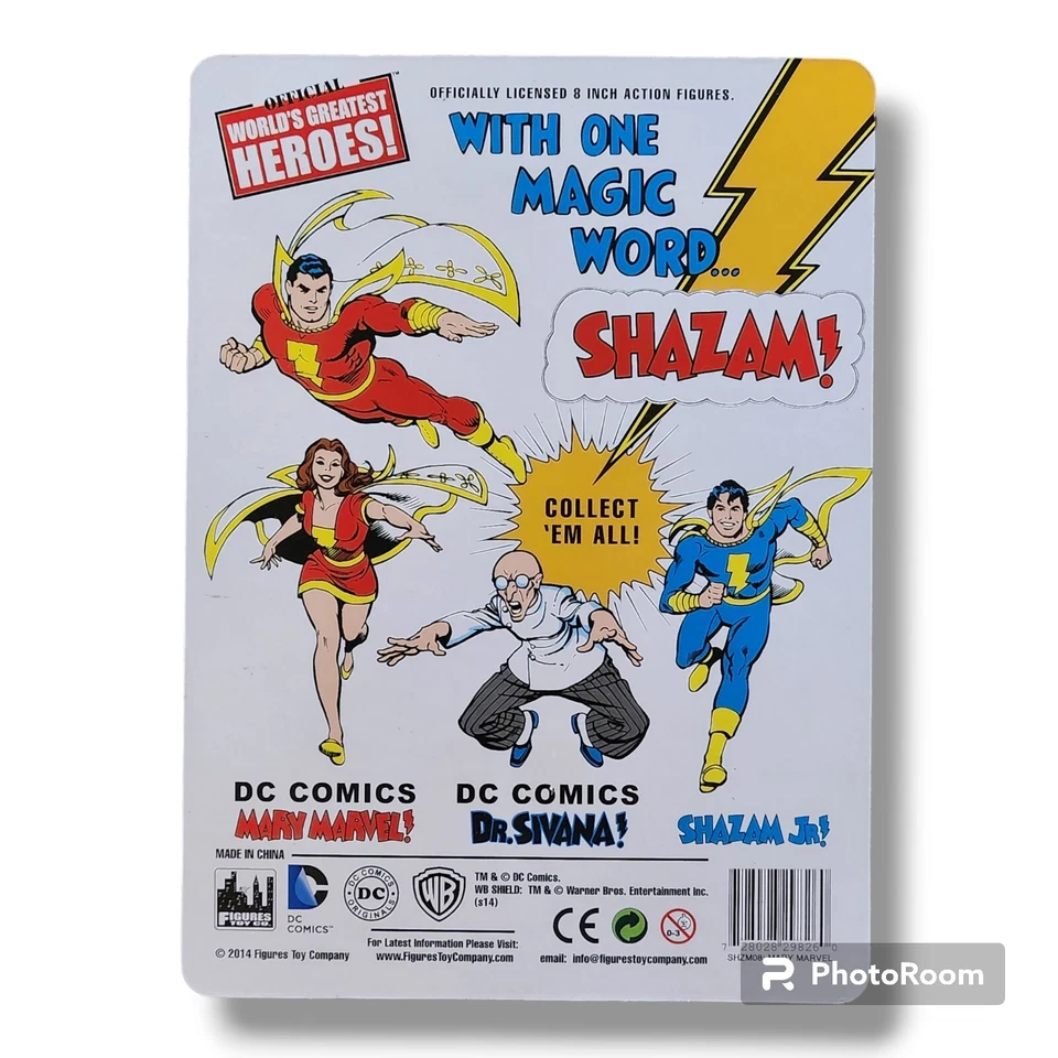 Figura Toy Co., DC, Official Worlds Greatest Heroes, reverso de tarjeta PRUEBA, Mary Marvel Foto 3 de 4