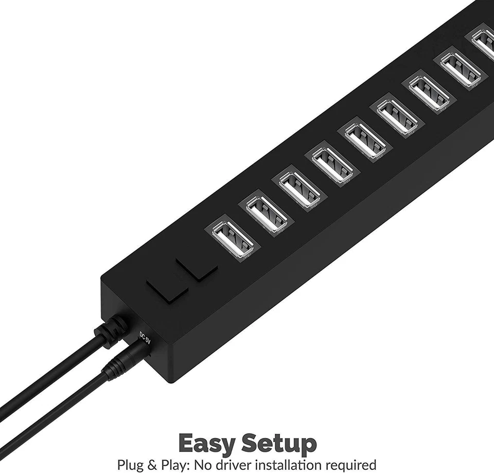 Sabrent 13 Port High Speed USB 2.0 Hub with Power Adapter and 2 Control Switches - Image 3 of 4