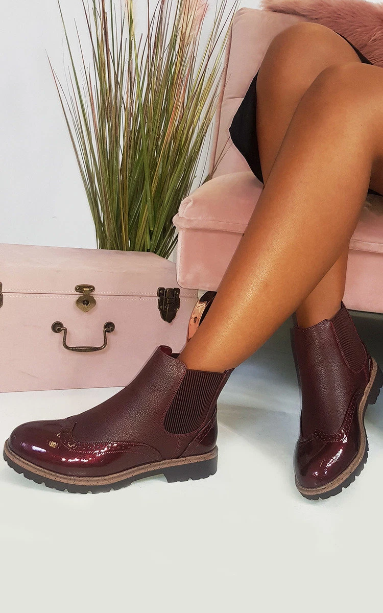 Kensie faux leather brogue chelsea boots in black clearance