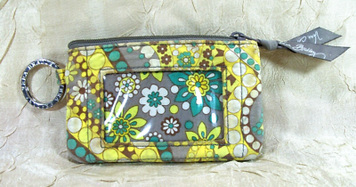 Vera Bradley Zip Up ID & Coin Purse with Key Ring Lemon Parfait 