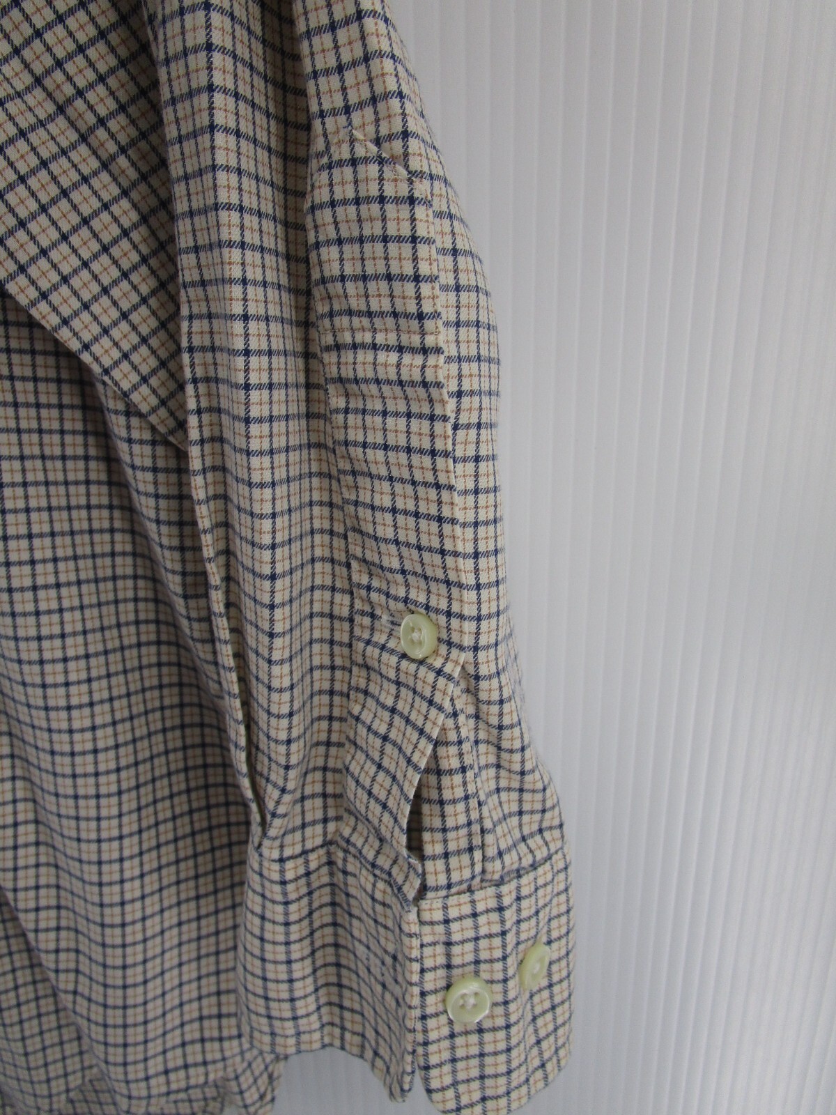 VINTAGE Ralph Lauren camicia uomo 16 1 2 giallo blu Yarmouth bottoni plaid pony