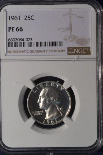 1961 Proof Washington Silver Quarter NGC PF 66