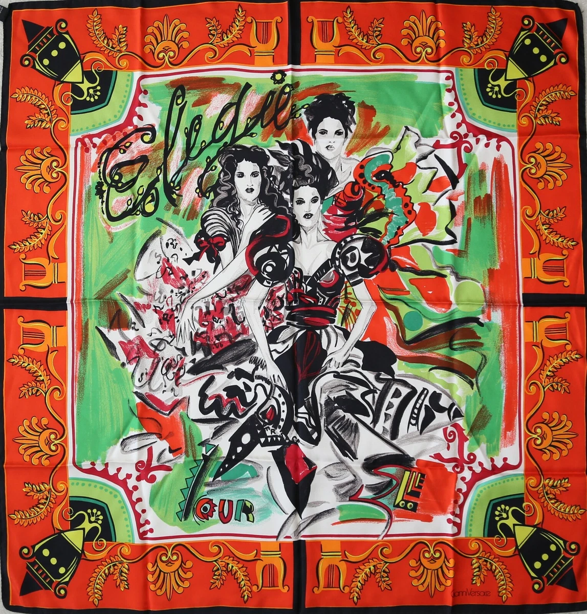 So Rare! Authentic Gianni Versace Made in Italy designer silk twill scarf Vtg
