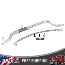 For CUMMINS ISX CM570 Turbocharger Feed And Drain Line Oil Pipe Kit w/Connector