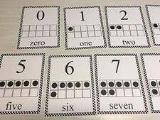  set Of 7 8.5 x 11 Laminated NUMBERS w/ Counting Ten Frame - teaching supplies