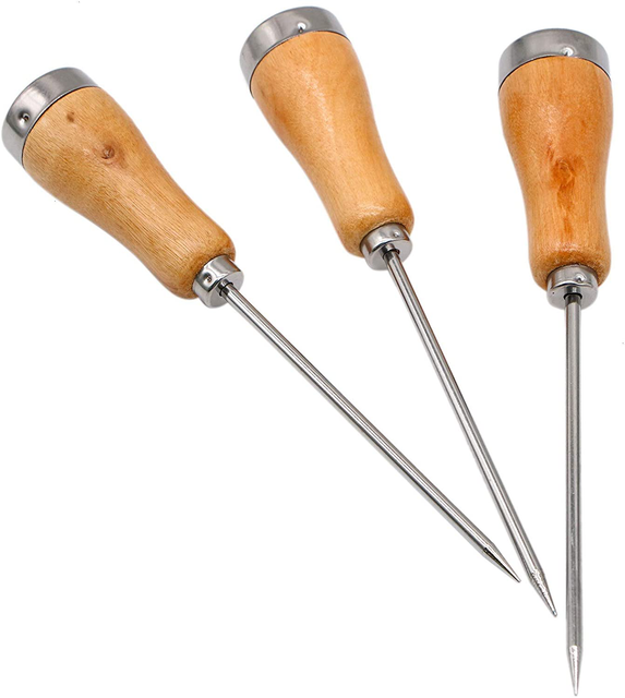 3 PCS Stainless Steel Ice Pick with Safety Wooden Handle for Kitchen eBay