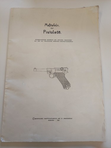 Luger Pistol Model 08 Blueprints, Measured Drawings, P-08 Parabellum, German WW2