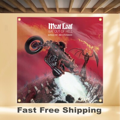 MEAT LOAF BAT OUT OF HELL 4'X4' BANNER ALBUM COVER ART FABRIC POSTER TAPESTRY