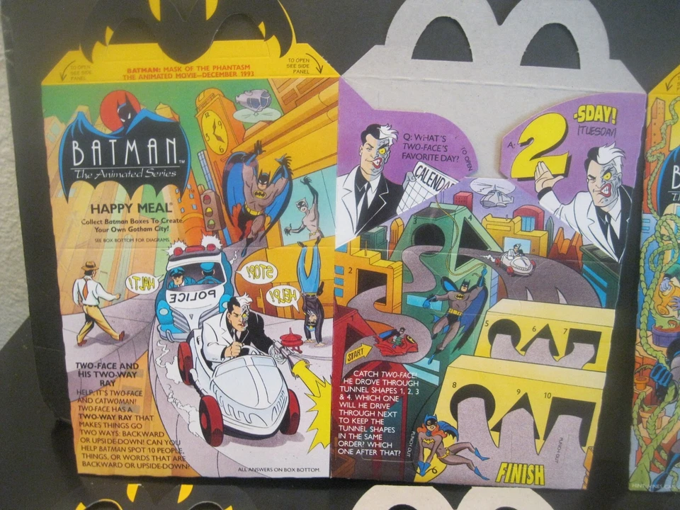 Batman The Animated Series "Conjunto Completo de Caixa de Refeição Feliz" Não Usado 1993 - Imagem 2 de 4