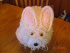 PETER RABBIT 13” HANDMADE WHITE YARN VINTAGE EASTER DECOR PINK EARS STUFFED — photo 1