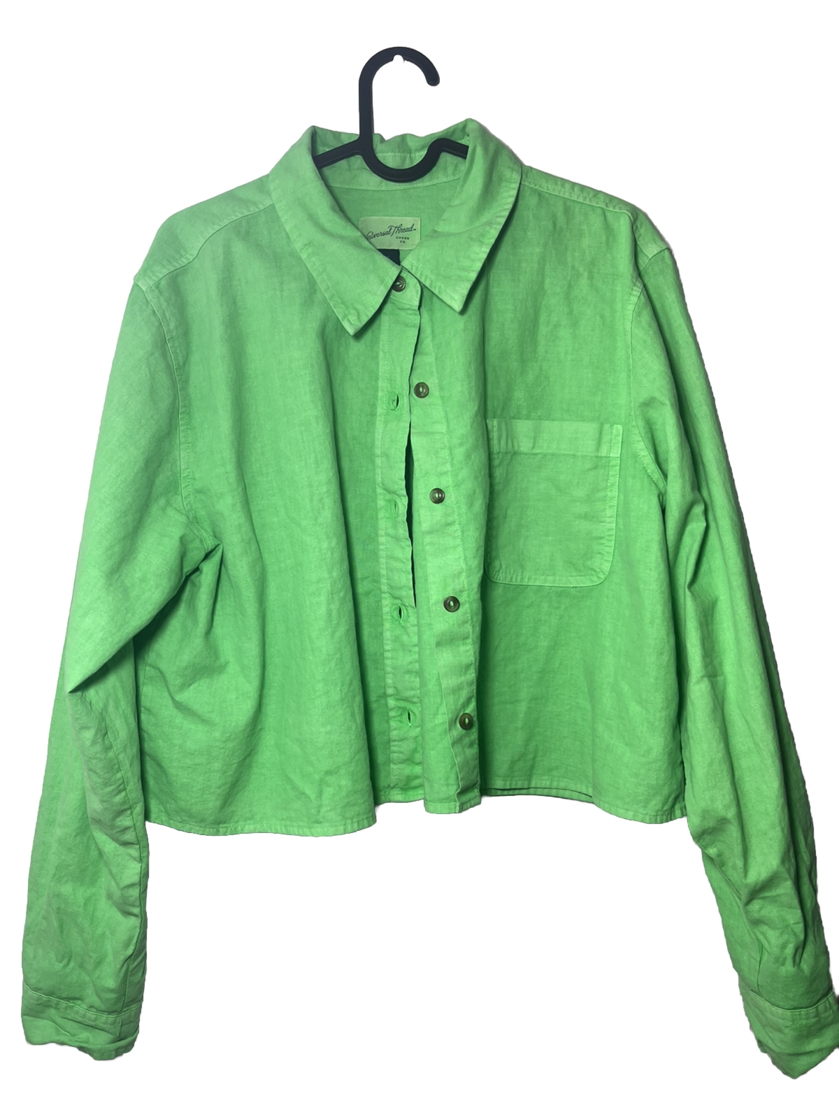 Target Universal Thread Button Down Crop Top Gree… - image 2