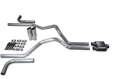 Dodge Ram 1500 04-08 2.5'' Dual Exhaust Kits 1 Chamber Clamp on Tips Side Exit