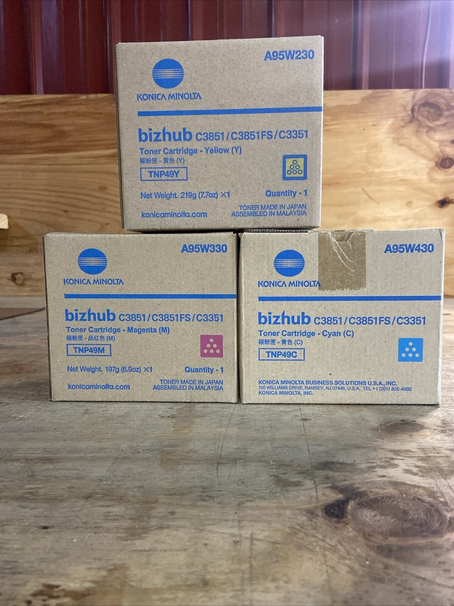 Toner Set CMY TNP49 Konica Minolta Bizhub C3351 C3851 Cyan Toner Set CMY TNP49 Konica Minolta Bizhub C3351 C3851 Cyan