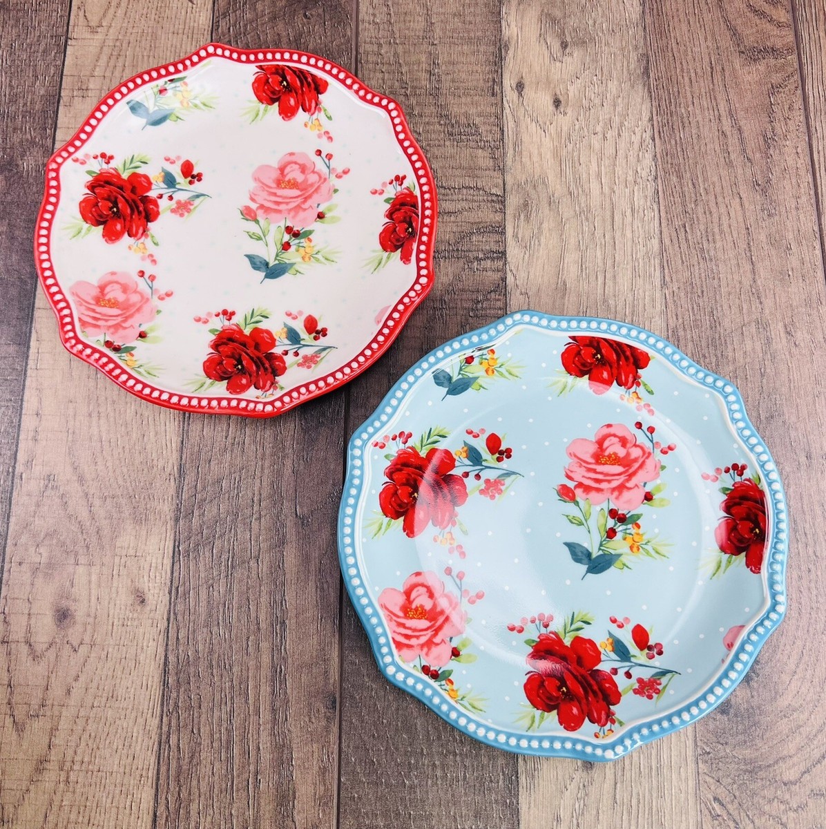 New Pioneer Woman Holiday ROSE TOSS Appetizer Plates
