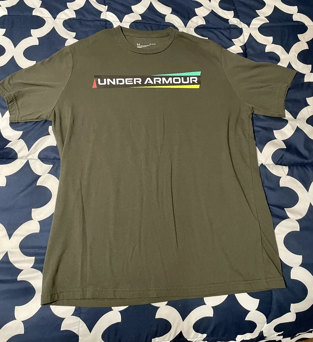 Under Armor Logo Loose Fit T shirt olive green size Large eBay