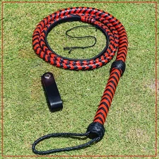 Cow Hide Leather BULL WHIP 06 Long 12 Plait Indiana Jones Whip with Black Holder