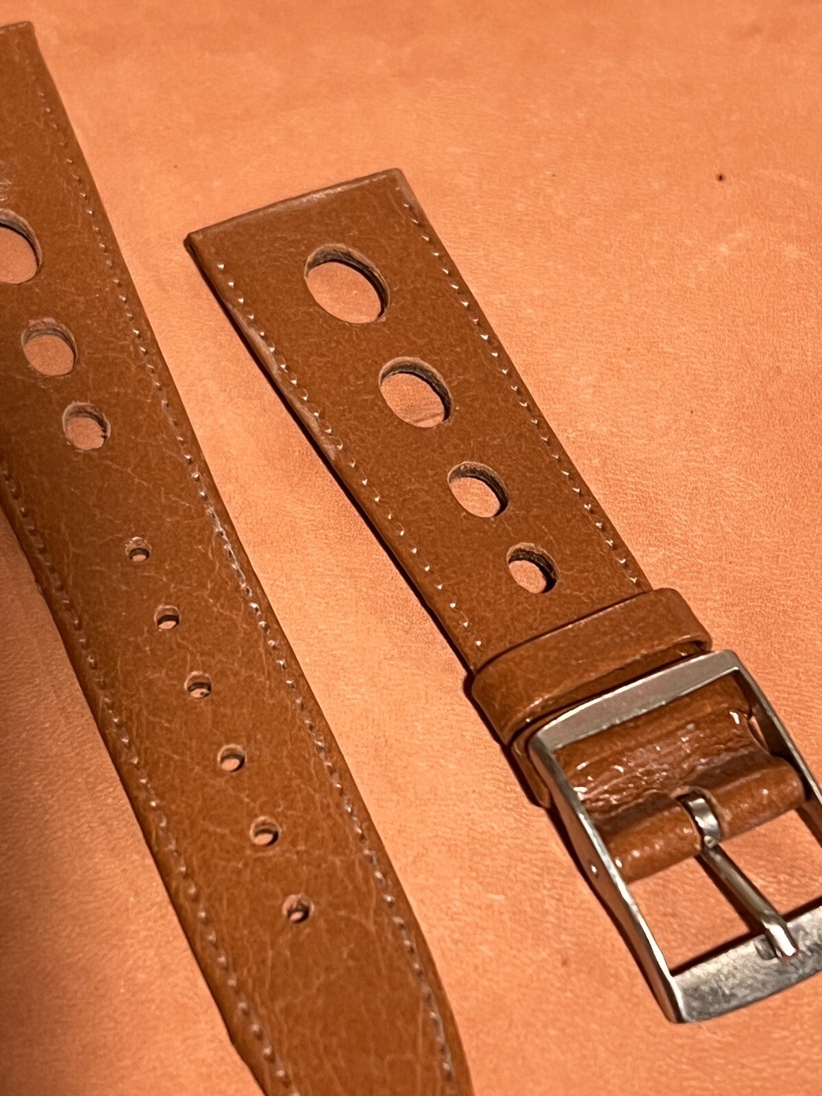 NOS Hirsch vintage rally strap 20 mm Brown for Heuer, Rolex, JLC, Omega Watch