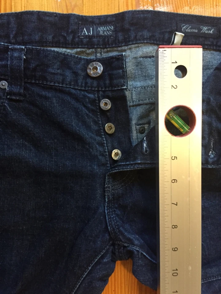 Pantalones de mezclilla ARMANI talla 32 UE botón mosca para hombre clásicos lavados azul oscuro 24,5” Foto 3 de 4
