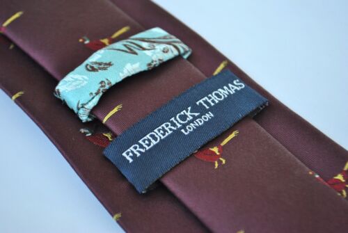 Maroon Herren Krawatte Mit Fasan Aufdruck Von Frederick Thomas FT1928 Jagd - Bild 4 von 4