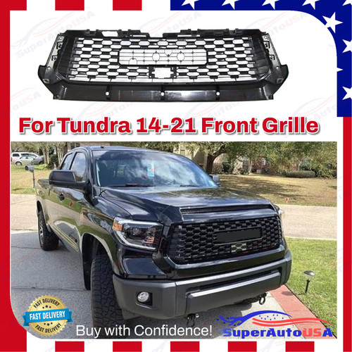 Front Upper Grille PRO Style Hood ABS Black Grill Fits Toyota Tundra 2014 -2021