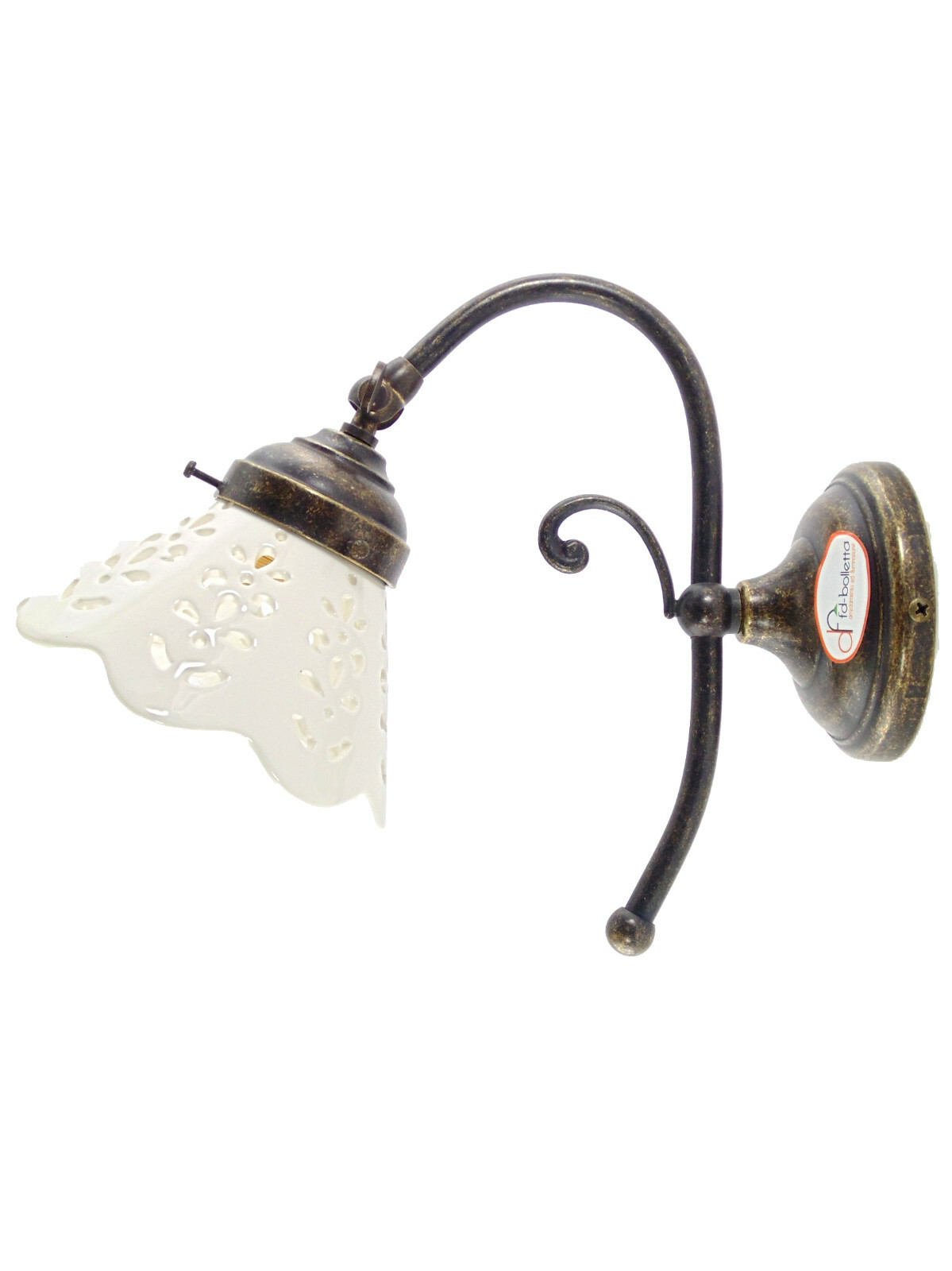 Applique Ottone Brunito e Ceramica AR34 | Lampada Parete Vintage