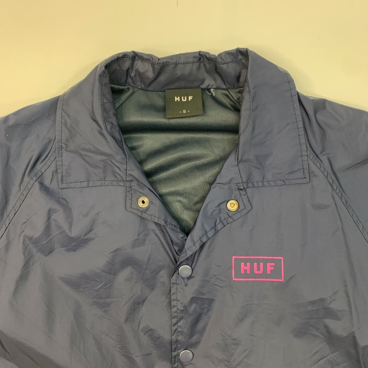 Huf Jacket Mens S Small Navy Bar Logo Coaches Lightweight