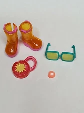 Capsule Chix Hologlow Holo Glow Doll Part Blue Glasses Shoes Boots Accessory Bag