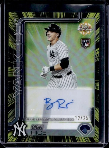2025 Topps Chrome Update Ben Rice Radiating Auto RC #/25 Yankees Rookie