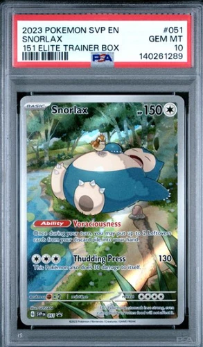 Snorlax 051/165 151 Elite Trainer Box Svp En-sv Black Star Promo Pokemon PSA 10