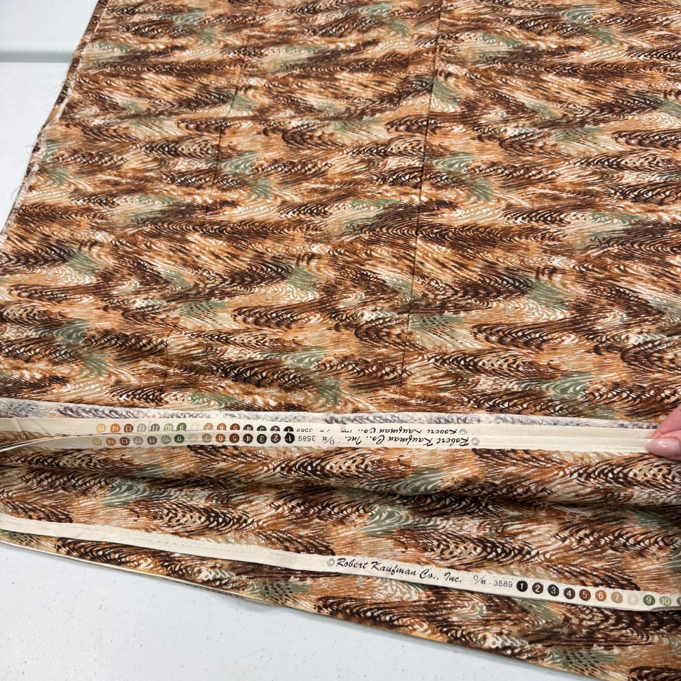 vintage robert kaufman fabric brown green chevron cotton 45x240 6.6 yards 3589 - Image 4 of 4