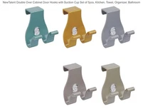 Double Over Cabinet Door Hooks With Suction Cup Set Of 5 pcs, Organizers +