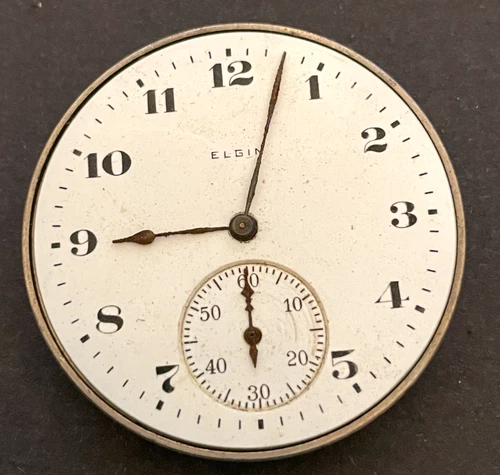 Antique 1921 Elgin Grade 303 Pocket Watch Movement Parts Good Balance 12s 7j USA